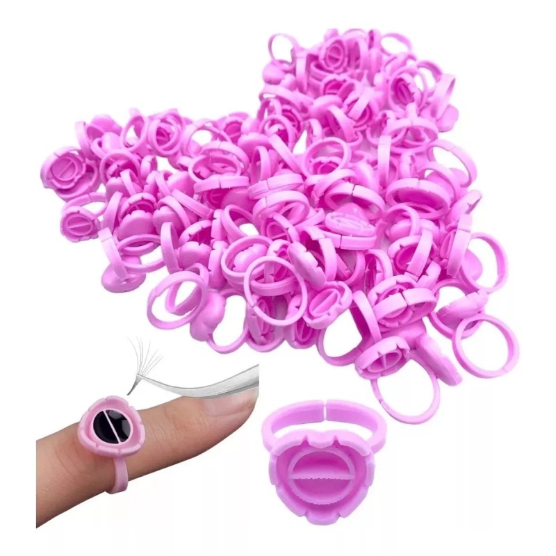Unic 100 Anillos Para Pegamento Pestañas Mink De Corazon A