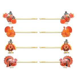 Boderier 8 Pack Thanksgiving Hair Clips for Women Turkey Hair Bobby Pins Thanksgiving Holiday Party Costume Hair Accessory Gifts (Turkey)