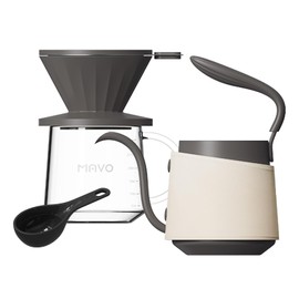 Pour Over Coffee Maker Set, Pour Over Kettle, Coffee Dripper, Glass Coffee Server with Scale, Stainless Steel Filter (Grey)
