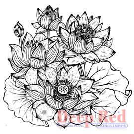 Deep Red Stamps Lotus Rubber Cling Stamp 3.2 x 3 inches