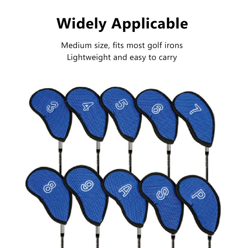 10pcs Golf Club Head Cover Breathable Nylon Mesh Soft Lining