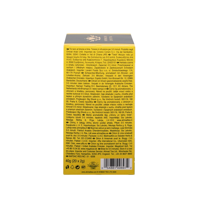 Ahmad Tea Lemon & Lime Twist Black Tea, 20-Count Boxes