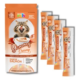 Premio Para Gatos Lamible Cremoso Yummy Creamy 4 Tubos