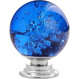 ANJUU 12 Pcs 30mm Round Shape Bubble Crystal Glass Cabinet Knobs with Screws Drawer Knob Pull Handle Used for Kitchen, Dresser, Door, Cupboard (Dark Blue)