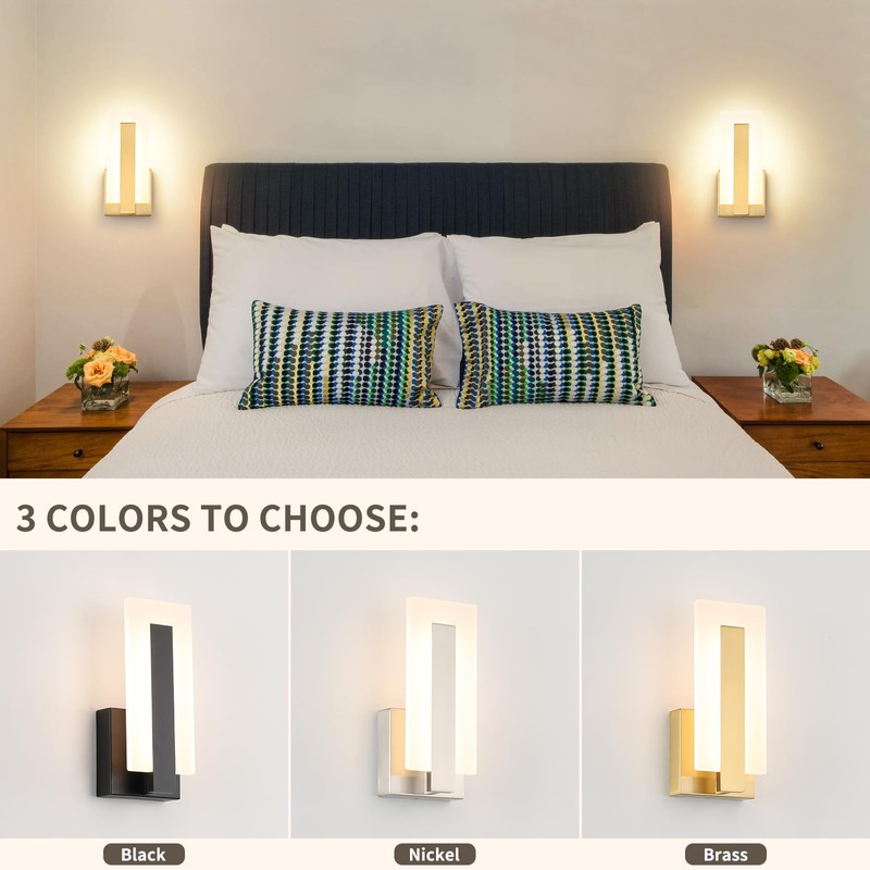 Joosenhouse Modern LED Wall Sconce Set of 2, Brass Warm