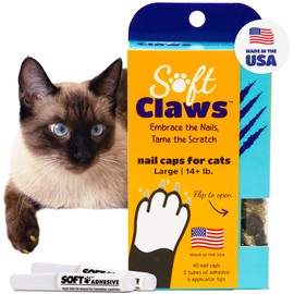 Soft Claws Cat Nail Caps for Large Cats – (40 Caps, Black & Gold) - Made in USA - Veterinarian-Developed | Protects Furniture & Skin - Easy to Apply, Long-Lasting Anti-Scratch Soft Cat Claw Covers
