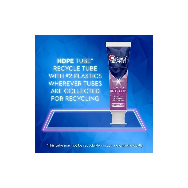 Crest 3D White Toothpaste Radiant Mint, 3.8 Oz (Pack of