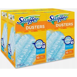 Swiffer Refill Dusters Dust Lock Fiber Light Blue Unscented, 10/Box, 4 Boxes