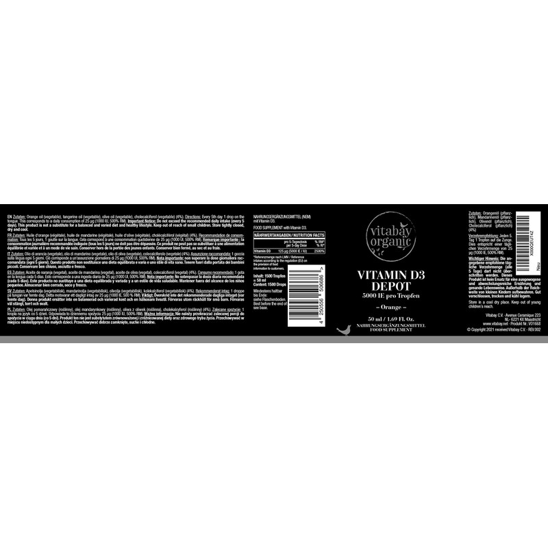 Vitabay Vitamin D3 Drops 50 ml | 1,500 Vegan Drops