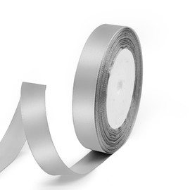 Quhora 5/8" x 25 Yards Satin Ribbon, Silver Silk Ribbon Ideal for Gift Wrapping, Floral Bouquets, Crafts, Wedding Party Decorations, Christmas and Sewing Projects