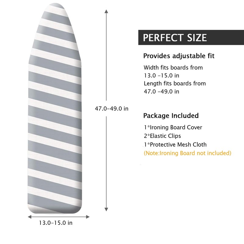 SheeChung 49"x15" Ironing Board Cover and Pad - with Elasticized