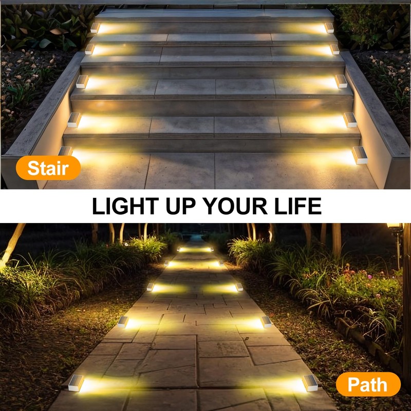 T-SUN Solar Step Light Outdoor, 6 Pack Solar Stair Light,