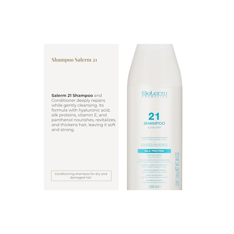 Salerm 21 Repair Shampoo With Hyaluronic Acid, 33.81 Ounce1000 ml