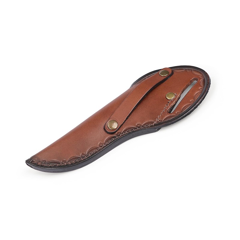 Leather Angled Draw Knife Sheath 2inch Belt Loop Fixed Blade