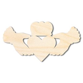 Tall Unfinished Wood Claddagh Shape Irish Craft up to 24" DIY 14" / 1/8"