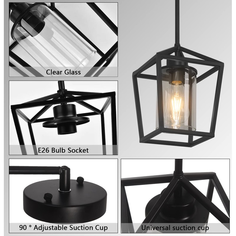 JIAYASHOUS Black Pendant Lights Kitchen Island, 1-Light Light Fixtures, Farmhouse