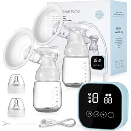 Doble Extractor de Leche Electrico: Sacaleches Eléctrico Recargable con 4 Modos y 9 Niveles - Ultra Silenciosa y Sin Dolor, Extractor de Leche eléctrico Portátil Manos, Libres con pantalla táctil LCD