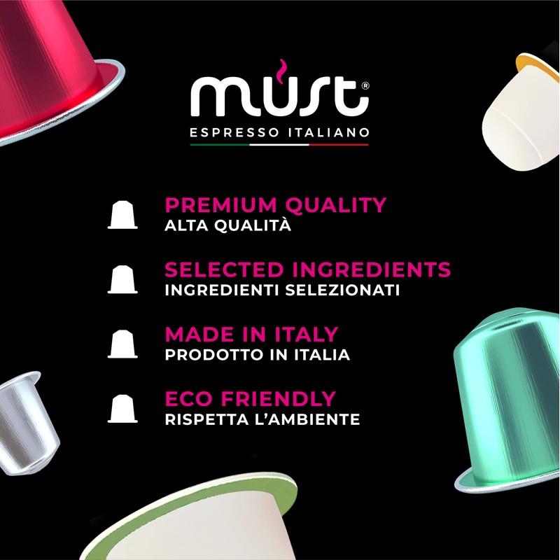 MUST Nespresso Compatible Aluminium Coffee Capsules Lungo Blend X 100