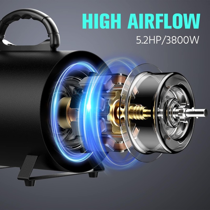 Pet Dryer, 5.2HP/3800W Pet Grooming with Adjustable Speed and Temperature