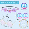6PCS Hippie Costume Accessories Set, 60s70s Retro Hippie Glasses Peace