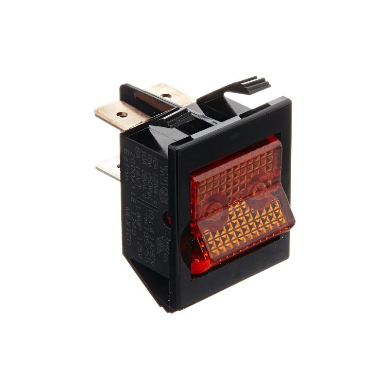 Eaton 2600A11E Rocker Switch, Illuminated, On-None-Off Action, Amber Lens Color,