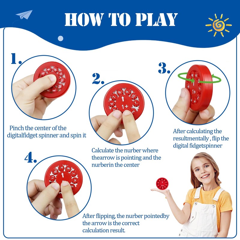 9pcs Math Fidget Spinner,Math Fact Fidget Spinners for Make Math