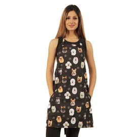 Ladybird Line 610 Dog Breeds Print Waterproof Dog Bather’s Pet Grooming Apron for Pet Groomers - (One Size fits Most)