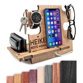 Docking Station Holz personalisiert – Geschenk zum Muttertag für Frauen – Organizer mit Gravur – Stilvolles & nützliches Geschenk für Mama – Personalisierte Geschenkidee modern & schön