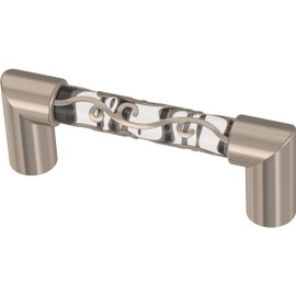 Franklin Brass Crystal Lace (5-Pack) Cabinet Handles 3' Hole Center Satin Nickel and Clear Kitchen Drawer Pulls Dresser, Furniture Hardware P16310K-116-B