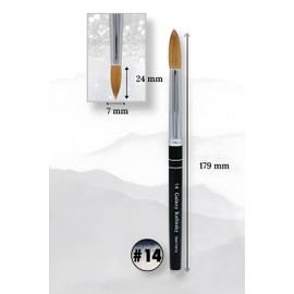 Galaxy kolinsky Acrylic Nail Brush 100% Pure Kolinsky Hair Round Shape black metal handle Size #8 to #22 Pick Your Size (Size #14)