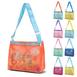 VOROLO Mesh Beach Bag for Holding Toys,Sand Towels Tote for Kids Seashell Collecting,Swimming Accessories for Boys and Girls