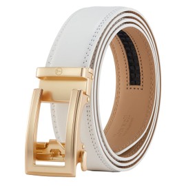 Ratchet Belt, Mens Leather Belt, Adjustable Belts 1 3/8" Wide with Comfort Click Buckle