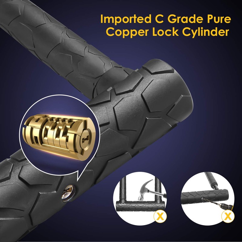 Bike U Lock,20mm Heavy Duty Combination Bicycle D Lock Shackle