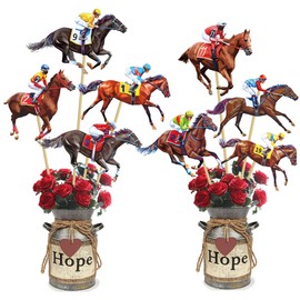 Horse Racing Centerpiece Sticks 17 Pieces Horse Race Party Table Toppers Derby Day Decorations Racehorse Party Supplies for Run for The Roses Racing Birthday Party Decor