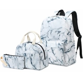 Yusudan Marble Girls School Backpack Set, Kids Teens School Bag Bookbag with Lunch Bag Pencil Bag