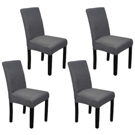 WedDecor Velvet Stretch Chair Covers Dining Chairs Removable Washable Elastic Chair Protector for Dining Room Hotel Banquet Wedding (Dark Grey) Pack of 4
