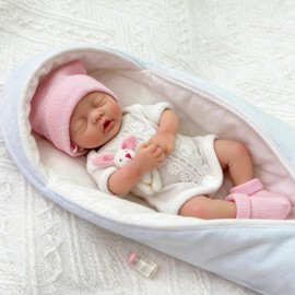 Mire & Mire Reborn Baby Dolls 7 Inch Silicone Doll Mini Realistic Newborn Baby Dolls Silicone Full Body Stress Relief Hand Made-Girl