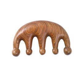 VICASKY Green Sandalwood Five Tooth Massage Comb for Scalp Care Static Hair Tool for Relief Relaxation Portable Design for Home Travel