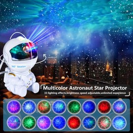 VEANANO Astronaut Galaxy Projector - 360° Rotating Night Light Adjustable, Galaxy Star Projector, Bedroom Nebula Projector, Spaceman Light with Remote Control, Gift for Kids and Adults (White)