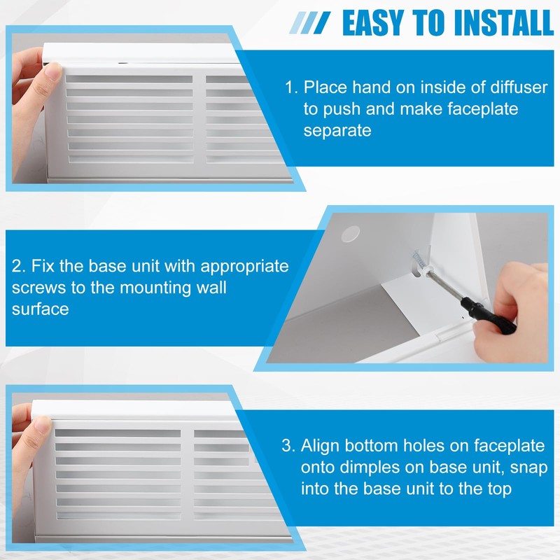 Yaocom 1 Pcs Baseboard Register Duct Opening Size Horizontal Stripes