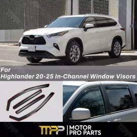 Fits Toyota Highlander 2020-2025  In-Channel  Rain Sun Wind Guards Window Visors