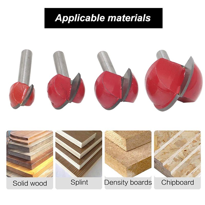 Saipor 4pcs 6mm Round Nose Cove Core Box Router Bit