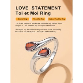 Bestyle Adjustable Rings Women's 925 Silver Droplet Ring, Gemstone Ring, Open Thumb Ring, Simple Ring, Teardrop Chunky Rings, Size Adjustable from 50-60, Sterling Silver