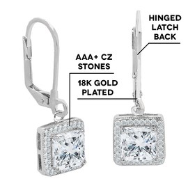 Cate & Chloe Maeve Drop Earrings, 18k White Gold Earrings with Cubic Zirconia Crystals, Earrings for Women, Wedding, Anniversary, Fashion Jewelry
