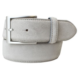 BELTINGER High-quality belt with stainless steel belt buckle made of suede leather, 4 cm, velour leather belt for men and women, 40 mm, suede belt 4 cm, Light grey, silver