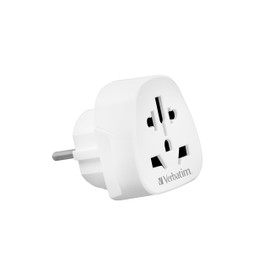 Verbatim World-to-Europe Socket Adaptor WTEU‑02, Travel Adaptor for EU Socket, Euro Plug Worldwide, Adapter for USA / UK / England / Australia Plug 100-250 V