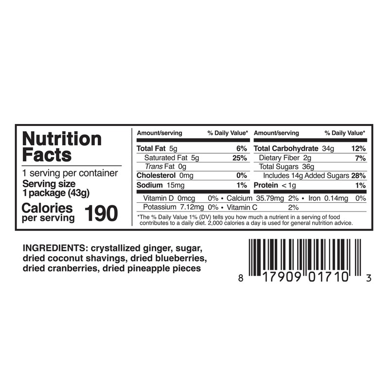 Selefina Spices: Ginger Snacks: Berry Colada, Single-Serve 1.5 oz Pouch