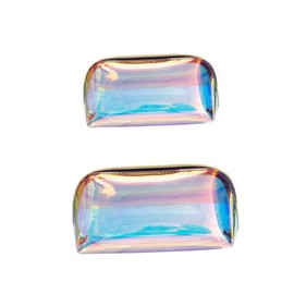 IWOWHERO 2Pcs Transparent Handbag for Women Shiny Clear Makeup Bags for Cosmetics Storage for Daily Use and Evening Events