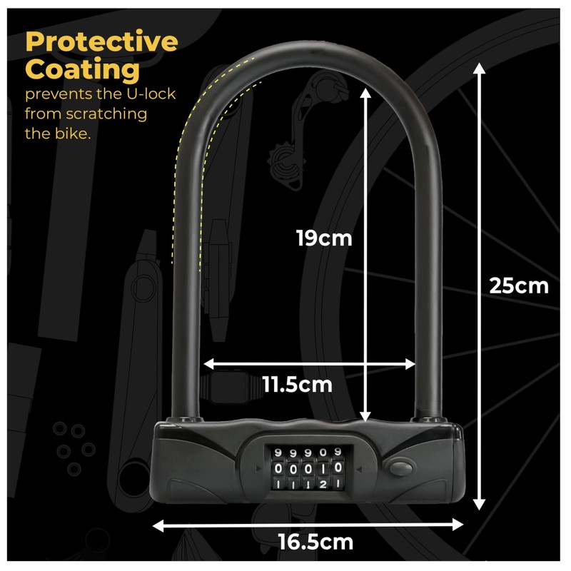 Bycycle Combination U Lock - 5 Digit
