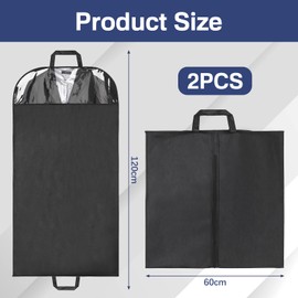 Hejo Pack of 2 Suit Garment Bags, 60 x 120 cm, Suit Bag, Black, Foldable Clothes Protective Cover with Handles, Travel Carry Clothes Cover, Suit Protective Cover for Suits, Jackets, Coats (Black)